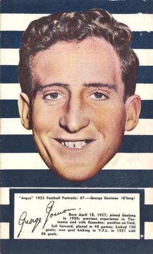 1953 Argus Football Portraits #67 George Goninon Front